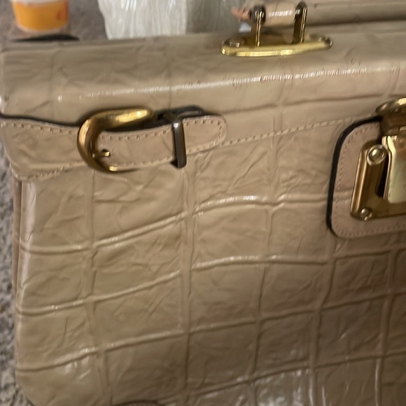 Parklane croc beige gold key lock Hermesstyle vintage bag large hard case “14 - Picture 4 of 10
